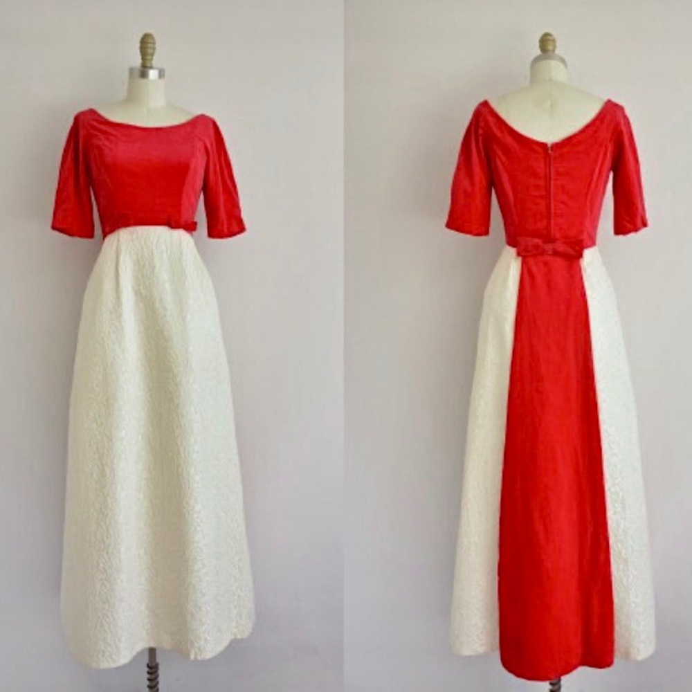 1950s red velvet dress